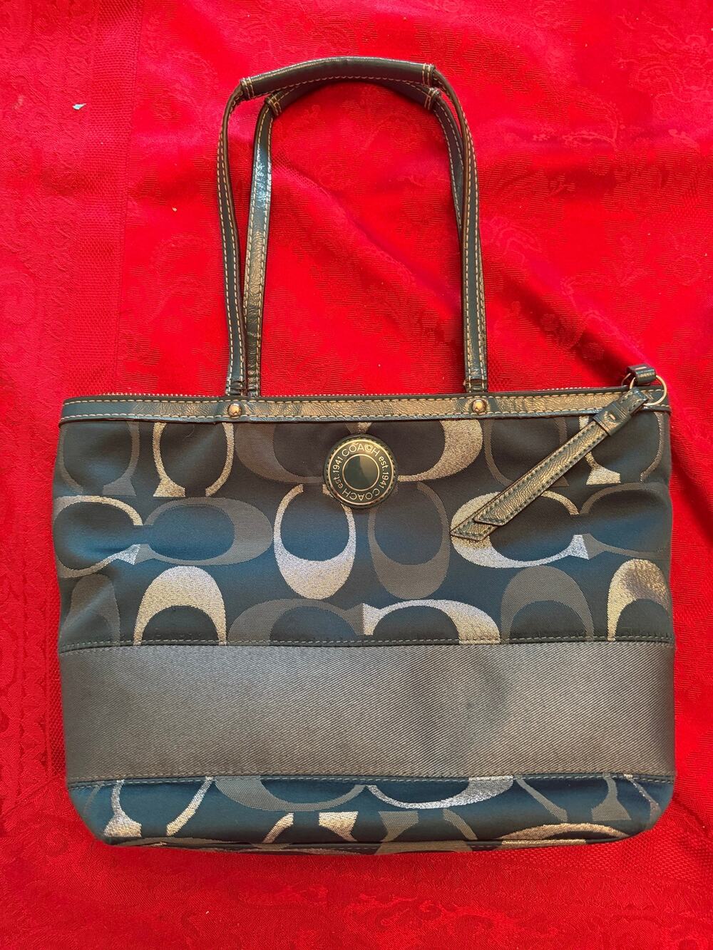 Vintage Teal Coach tote style F20426